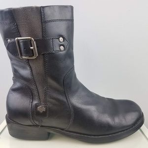 Harley Davidson Black Leather Motorcyle Boots Sz 6